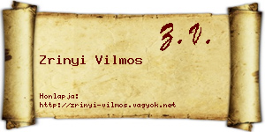 Zrinyi Vilmos névjegykártya
